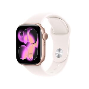 apple watch series 11 gps 42mm rose gold aluminium case with light blush sport band s/m